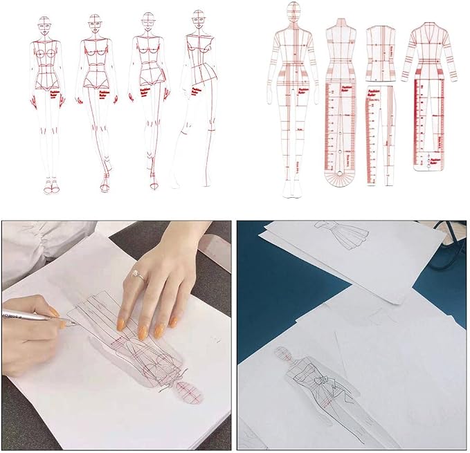 DYNWAVE 8 Pcs French Curve Template Ruler Set, Sewing Humanoid Patterns Design