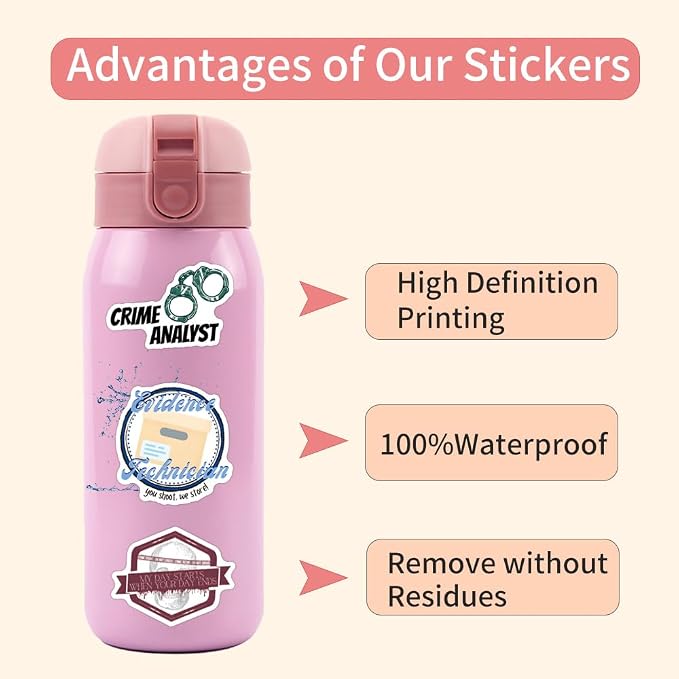 55 Pcs True Crime Forensic Stickers, Cool Detective Mystery Evidence Vinyl