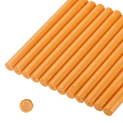 MECCANIXITY 12 Pcs Orange Cylinder Sealing Wax Stick Glue Gun Wax Seal Rod