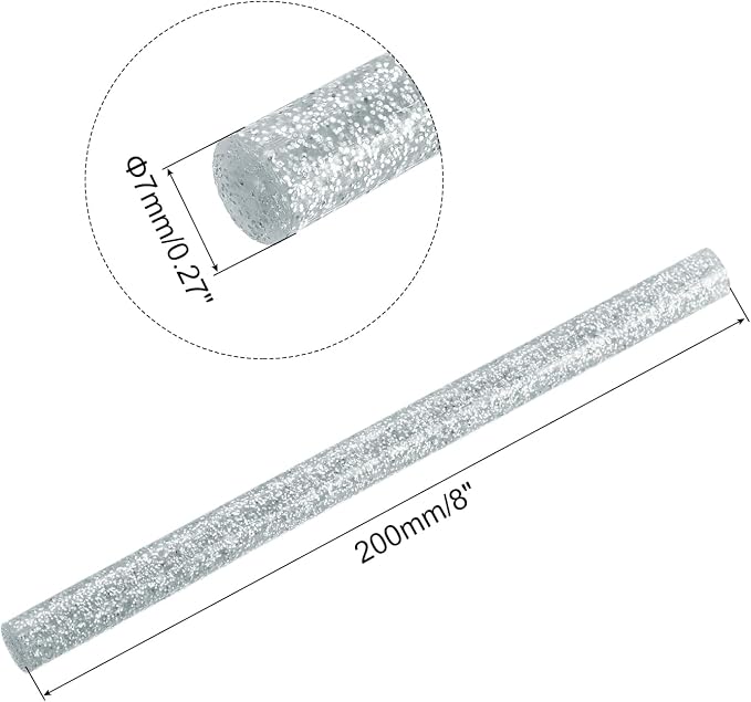 uxcell Mini Hot Glue Sticks for Glue Gun 7mm x 200mm Glitter Silver 12pcs