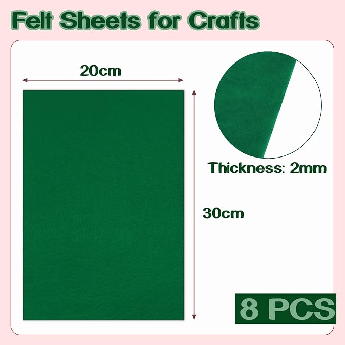 Luomorgo 8 Pcs Stiff Felt, 8 x 12 Inch, 2mm Thick,