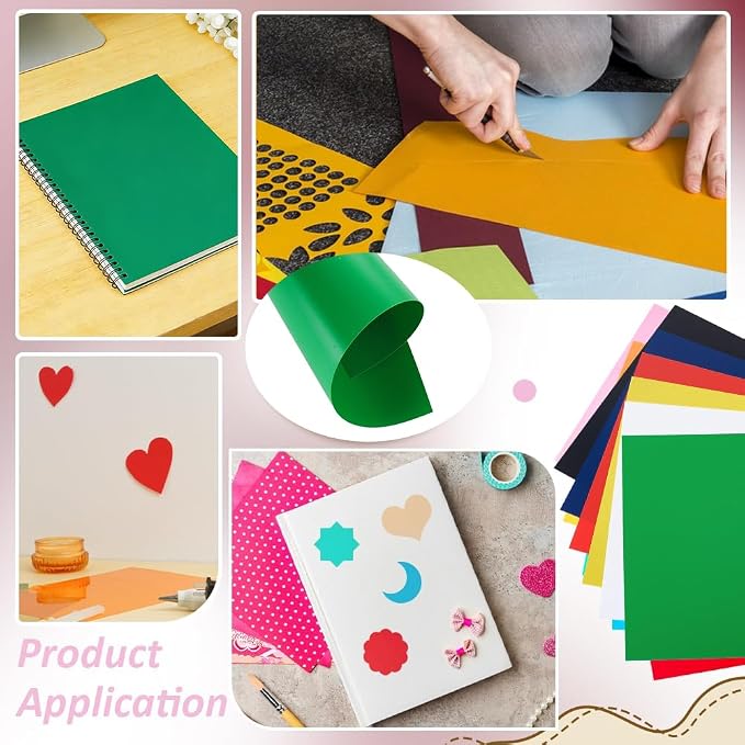 BENECREAT 24Pcs 6 Colors PVC Flexible Plastic Sheets, 11.8x8.3 Inch A4