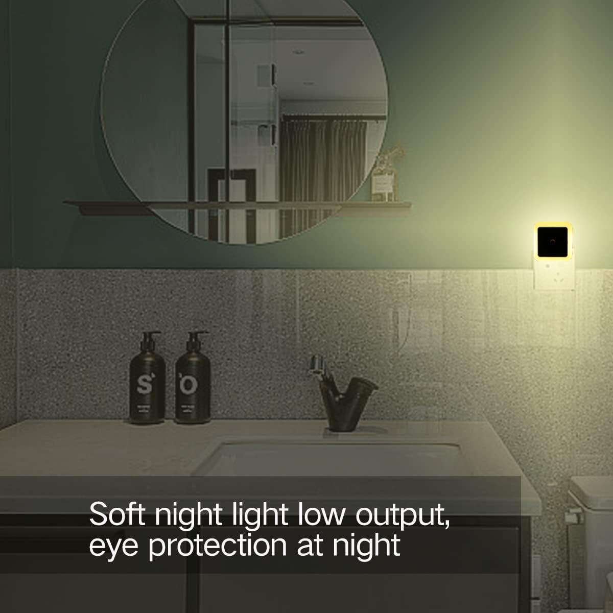 KINUR 6 Pack Night Light,Warm White LED Night Lights Plug into Wall with Dusk to Dawn sensors, Plug in Night Lights for Kids Room, Bedroom, Bathroom, Baby Nursery,Stair Lights, Hallway Light