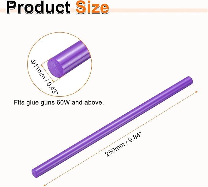 HARFINGTON 10pcs Hot Glue Sticks 0.43" Dia x 9.84" Long EVA Mini Hot Melt