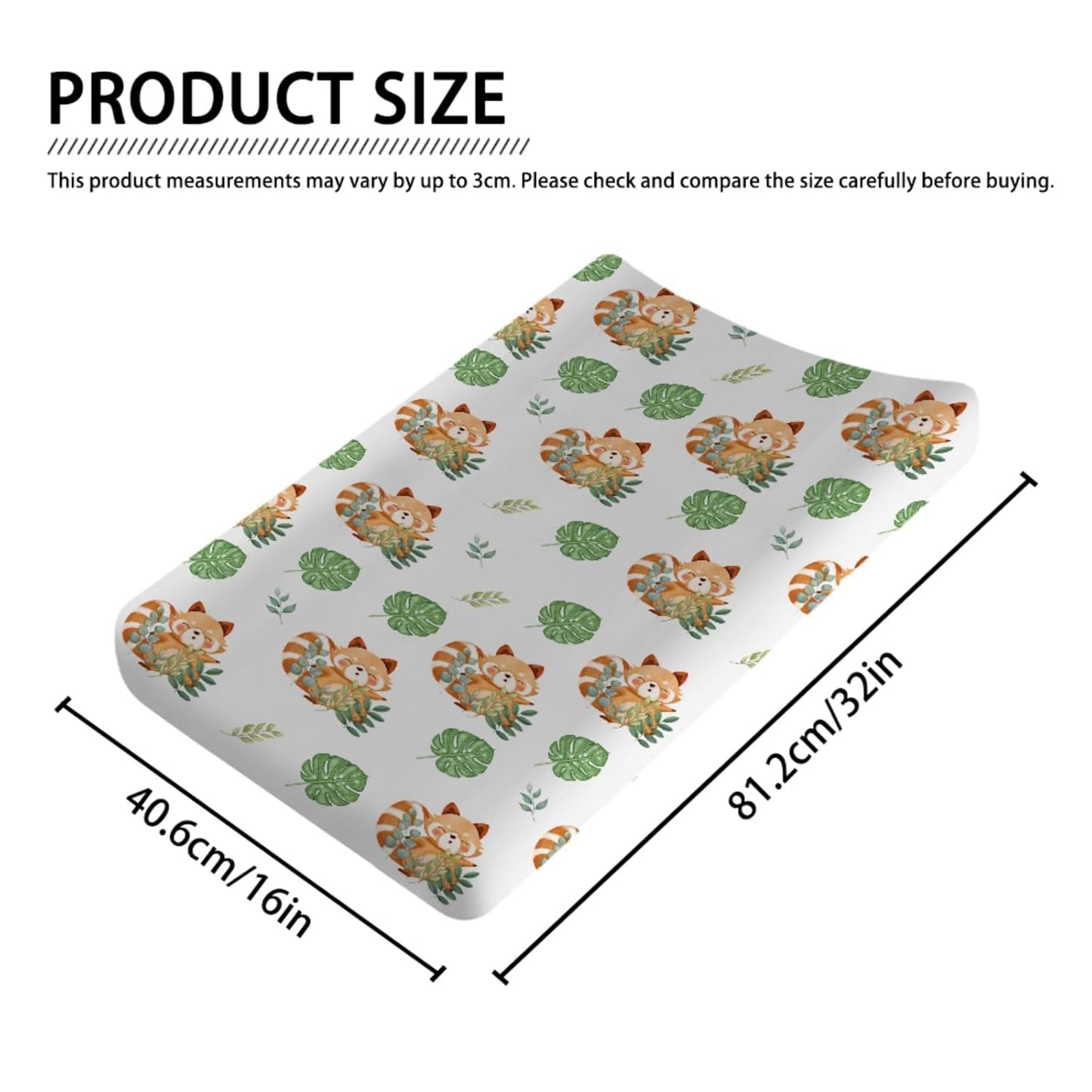 Cartoon Panda Tropical Leaves Changing Pad Cover Cute Panda Boho Leaf Diaper Changing Table Cover Sheets for Boy Girl Animal Wildlife Soft Stretchy Snug Fitted Baby Changing Table Mats 32''x16''
