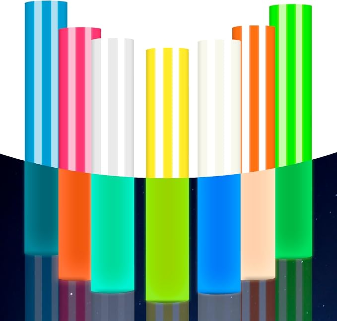 Glow in The Dark Puff Vinyl Heat Transfer Vinyl 7 Assorted Sheets