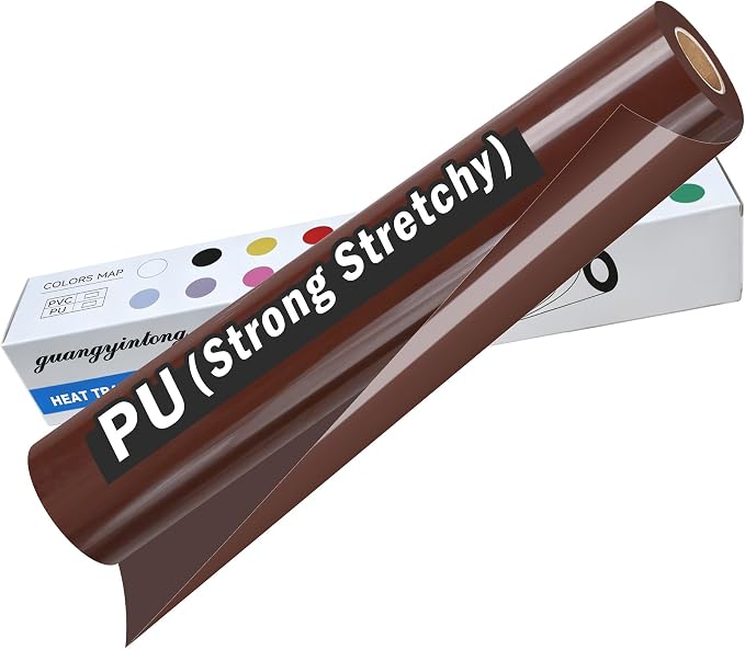 guangyintong Heat Transfer Vinyl Rolls 12" x 10ft, PU Chocolate HTV Vinyl