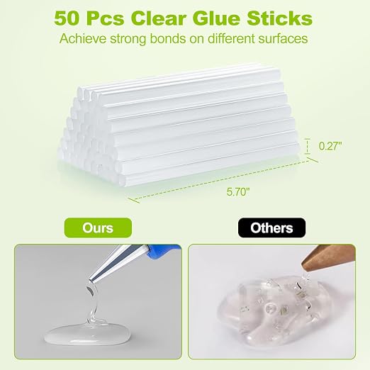 50 Pack Mini Hot Glue Sticks, Hot Glue Gun Sticks