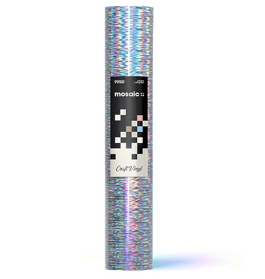 VViViD Mosaic+ Silver Brushed Holographic 1ft x 5ft Crafting Vinyl Crinkle-Free