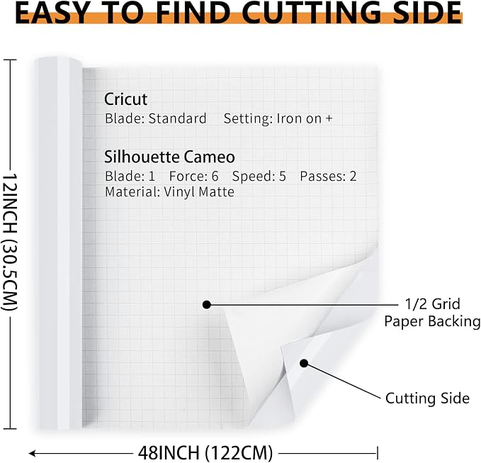 Lya Vinyl Glossy White Permanent Vinyl Roll -12" x 4FT Self Adhesive Vinyl