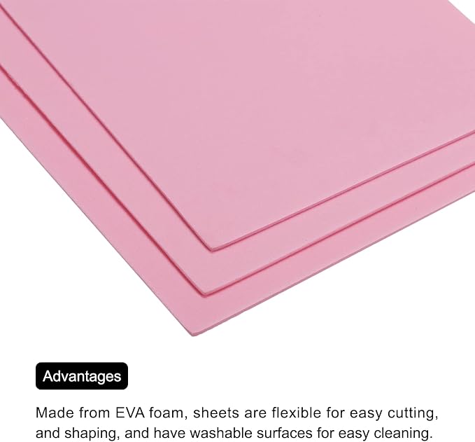 MECCANIXITY EVA Foam Sheets Pink 7.6 Inch x 5.9 Inch 2mm Thickness