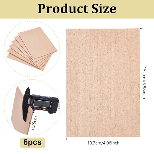 OLYCRAFT 6Pcs 6x4.1 Inch Balsa Wood Sheets 2.5mm Thickness Unfinished Beech