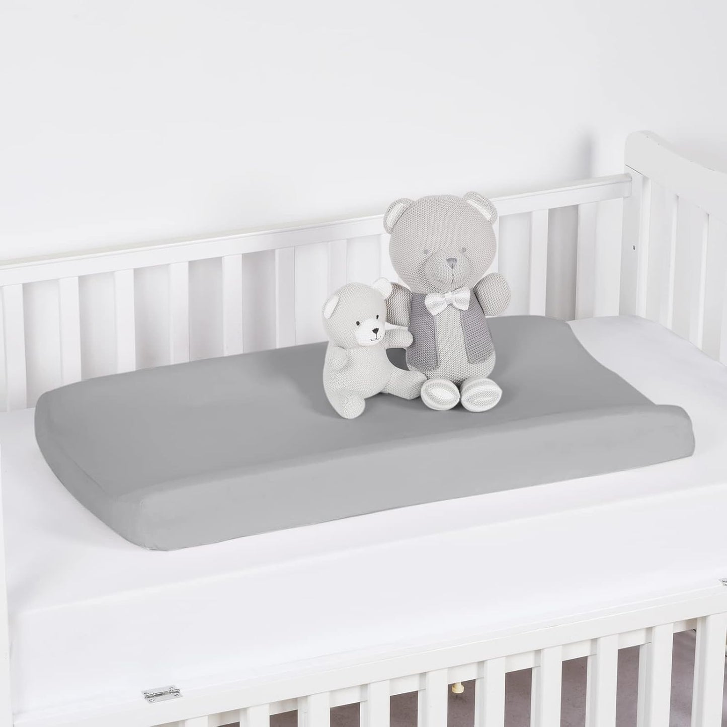 PHF Baby Changing Pad Covers for Boys Girls, 2 Pack Ultra Soft Breathable Microfiber Changing Pad Table Sheets for Most Baby Changing Pads, Grey & Grey