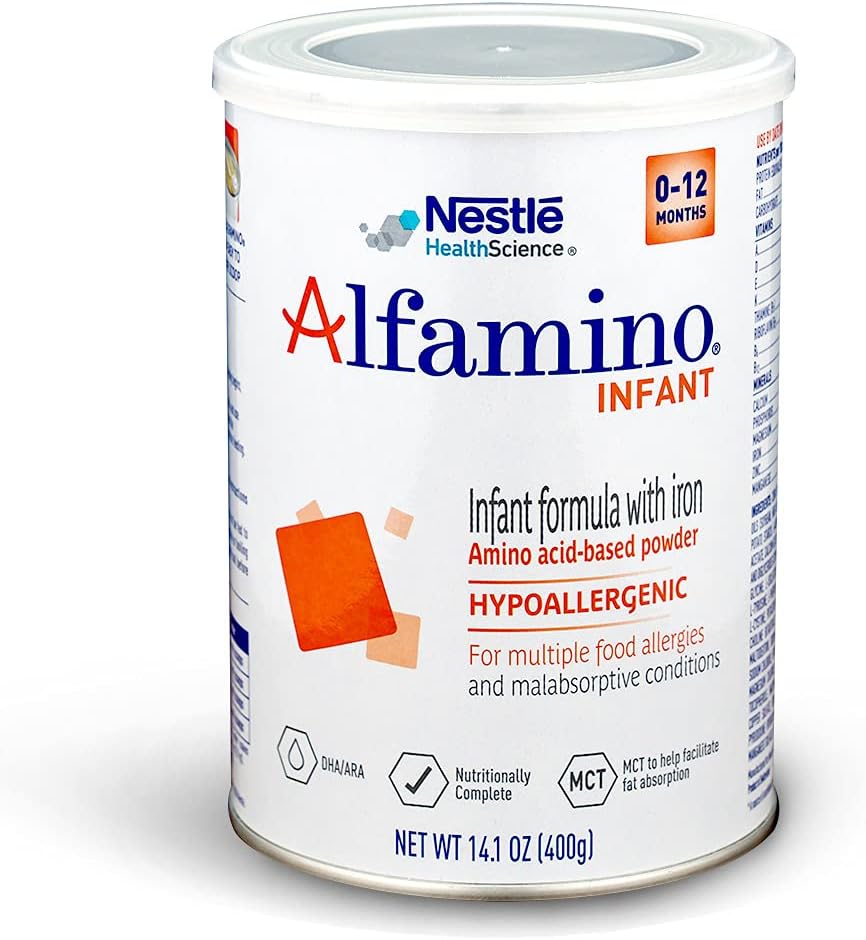 Alfamino Hypoallergenic Amino Acid Based Infant Formula w/ Iron, Formula for Cow’s Milk Protein Allergy, 14.1 Ounces (Packaging May Vary)