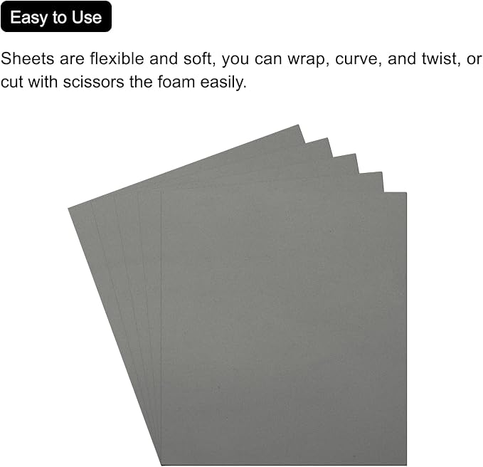 MECCANIXITY EVA Foam Sheets Gray 19.7 Inch x 19.3 Inch 1mm Thick Crafts Foam
