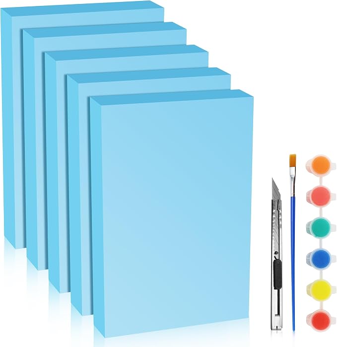 LuckyFoam Blue 5 Pack 12x7.5x1.5 inch Foam Sheets 1.5 Inch Thick | Polystyrene