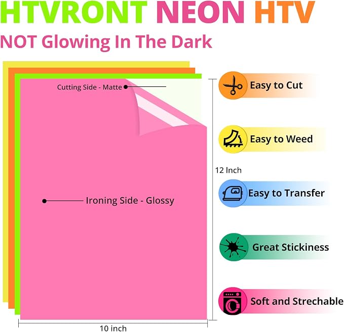 HTVRONT Neon Heat Transfer Vinyl