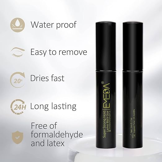 EMEDA Eyelash Glue Black Lashes Glue Super Strong Hold 24H/ Water