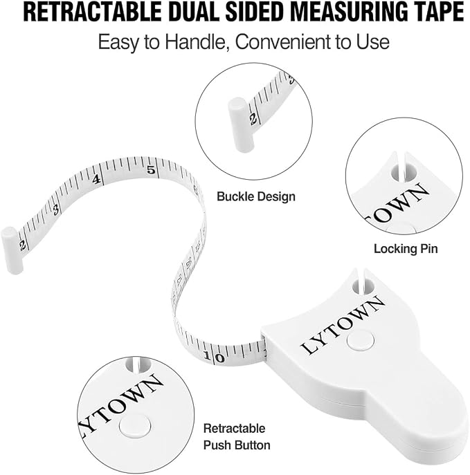 2PCS Body Tape Measure 60inch, Automatic Telescopic Tape Measure