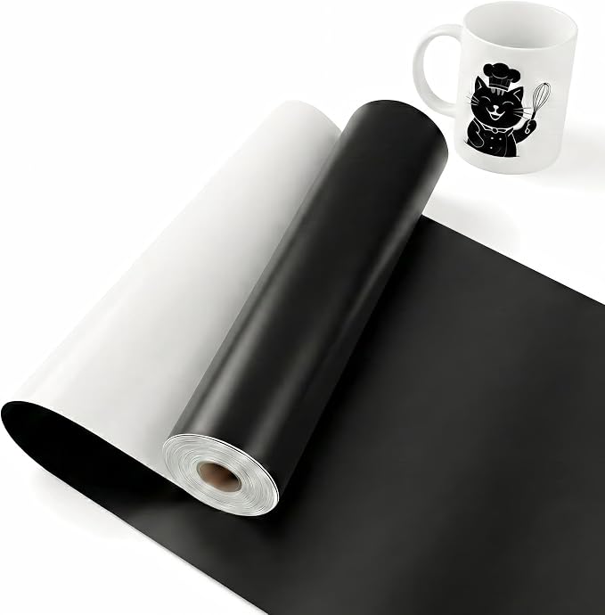 Black Permanent Vinyl for Cricut Cutting Machine, Waterproof, Durable Black