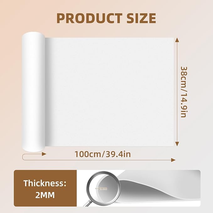 39"x15" EVA Foam Roll, 86 kg/m3 High Density 2MM Thick Foam Sheets, Flexible &