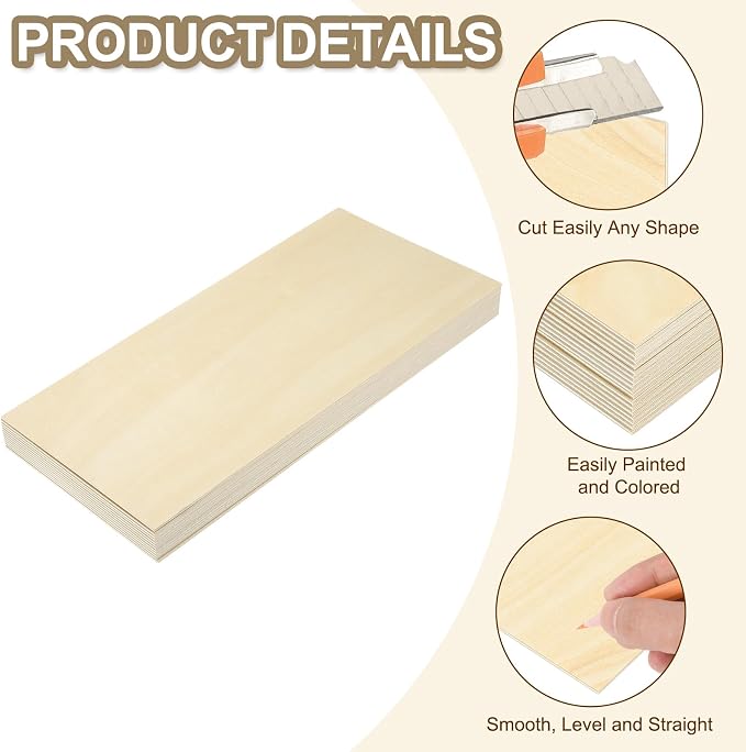 PATIKIL 8x16x1/8 Basswood Sheets