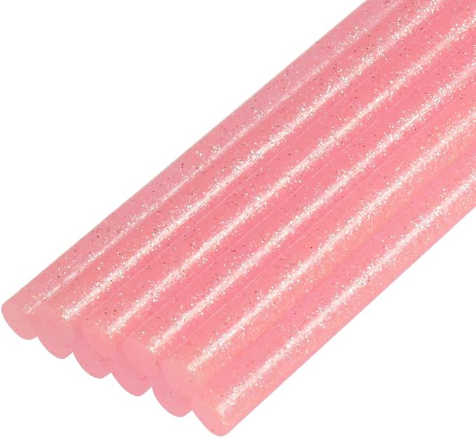 uxcell Mini Hot Glue Sticks for Glue Gun 0.27-inch x 4-inch Pink Glitter 10pcs