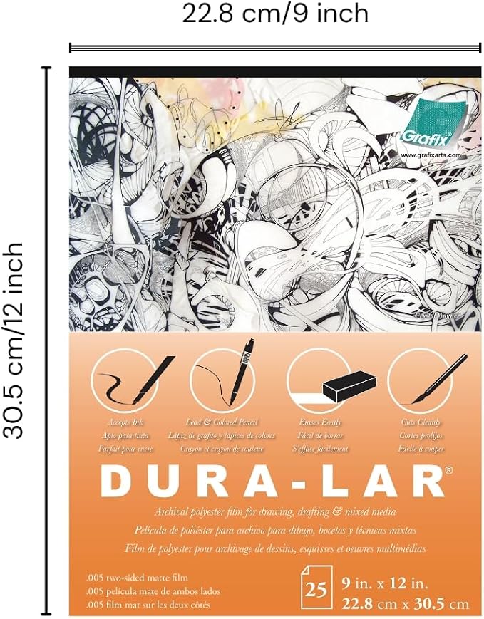 Grafix Dura-Lar 0.005" Film, Translucent 9"x12", Economical Alternative to