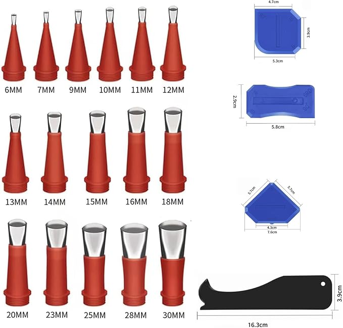 Caulking Nozzles for Sausage Caulking Guns and Hard Glue Guns, Reusable