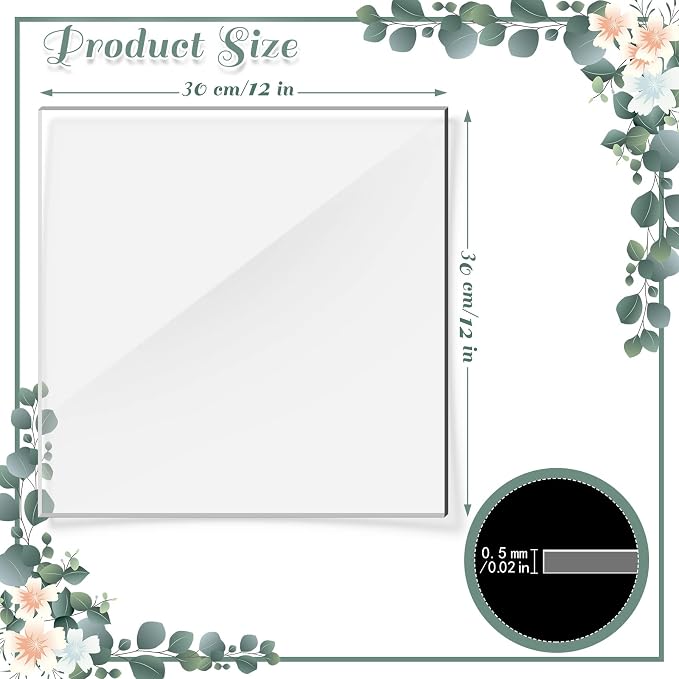 Chunful Clear Acetate Sheets 12x12 Inch, 20 Pack Thick Transparent Plastic