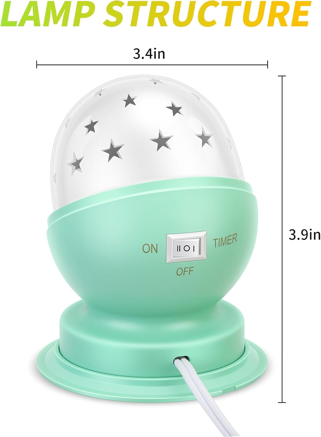 Star Night Light for Kids Girls Night Light Starry Night Light Projector Plug in with Timer,1 Pack,3000K,Green