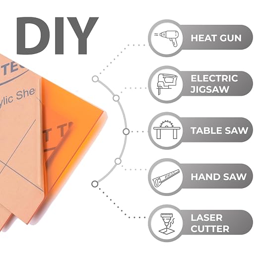 6 PCS Orange Transparent Cast Acrylic Sheets 8" x 12" x 0.118", Plexiglass