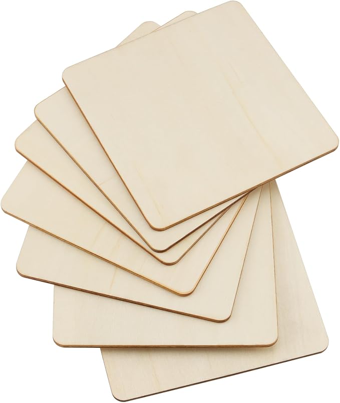 HOIGON 30 PCS Square Unfinished Wood Pieces, 6 x 6 Inch Blank Basswood Wooden
