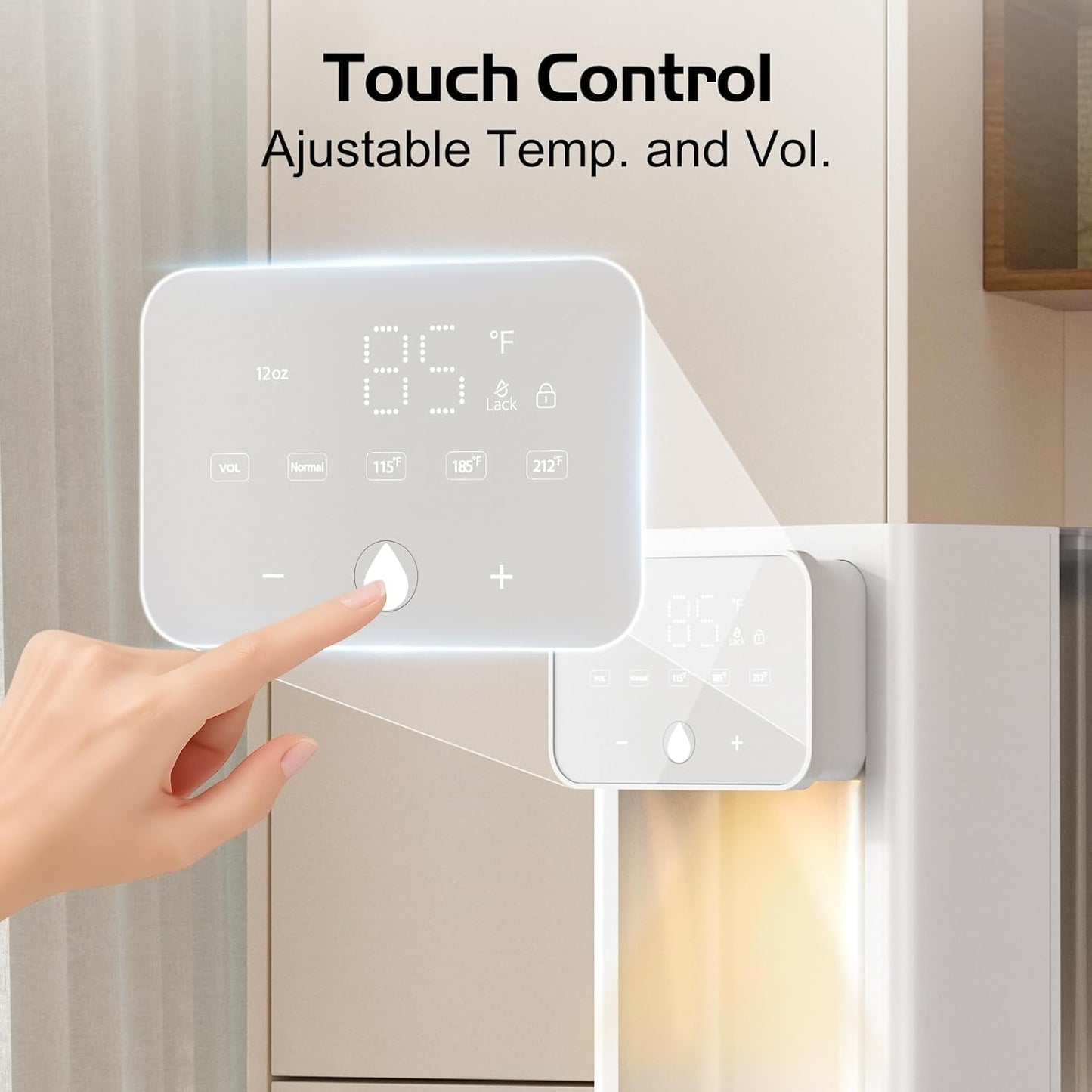 Instant Hot Water Dispenser for Quick Heating & Dispense,Adjustable Temperatures & 3 Water Volume Dispense, Removable 100 Ounce 3L Water Tank Capacity, BPA Free