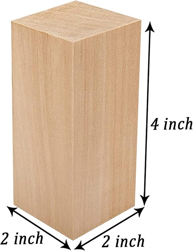 4 Inch Wood for Carving, Rectangular Wooden Blocks for DIY Carving, Large
