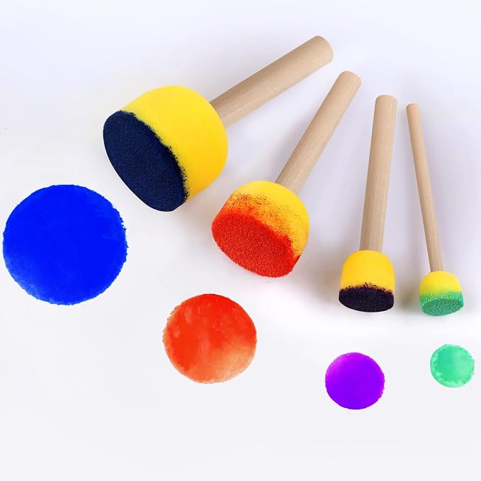 30 Pcs Round Sponges Brush Set, Round Sponge Brushes