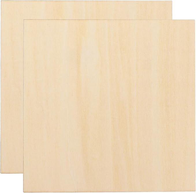 HARFINGTON 2pcs 3mm Basswood Plywood Sheets 6" x 6" x 1/8" Thin Unfinished