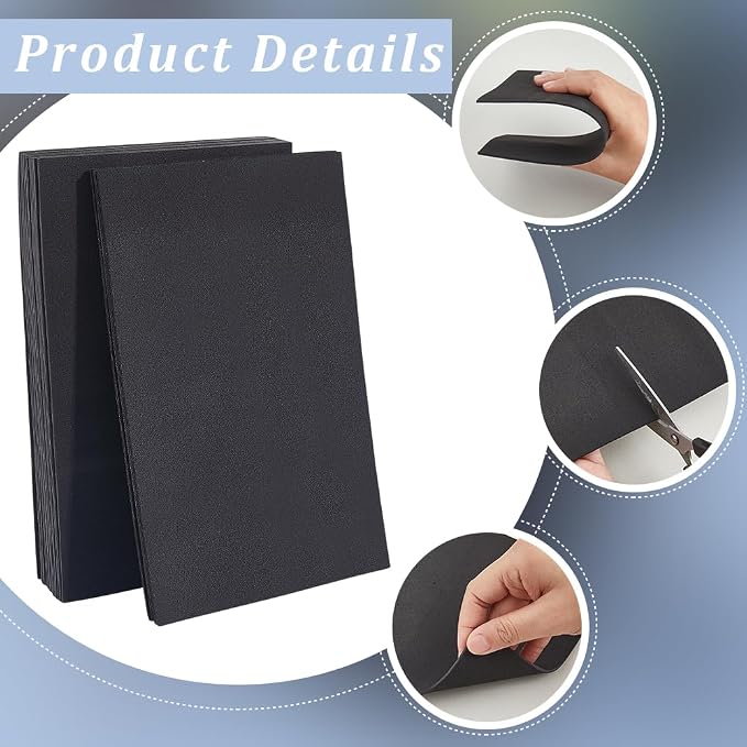 20Pcs 6x9 Inch 2MM Thick Black Foam Paper Sheets Rectangle 3D High Density