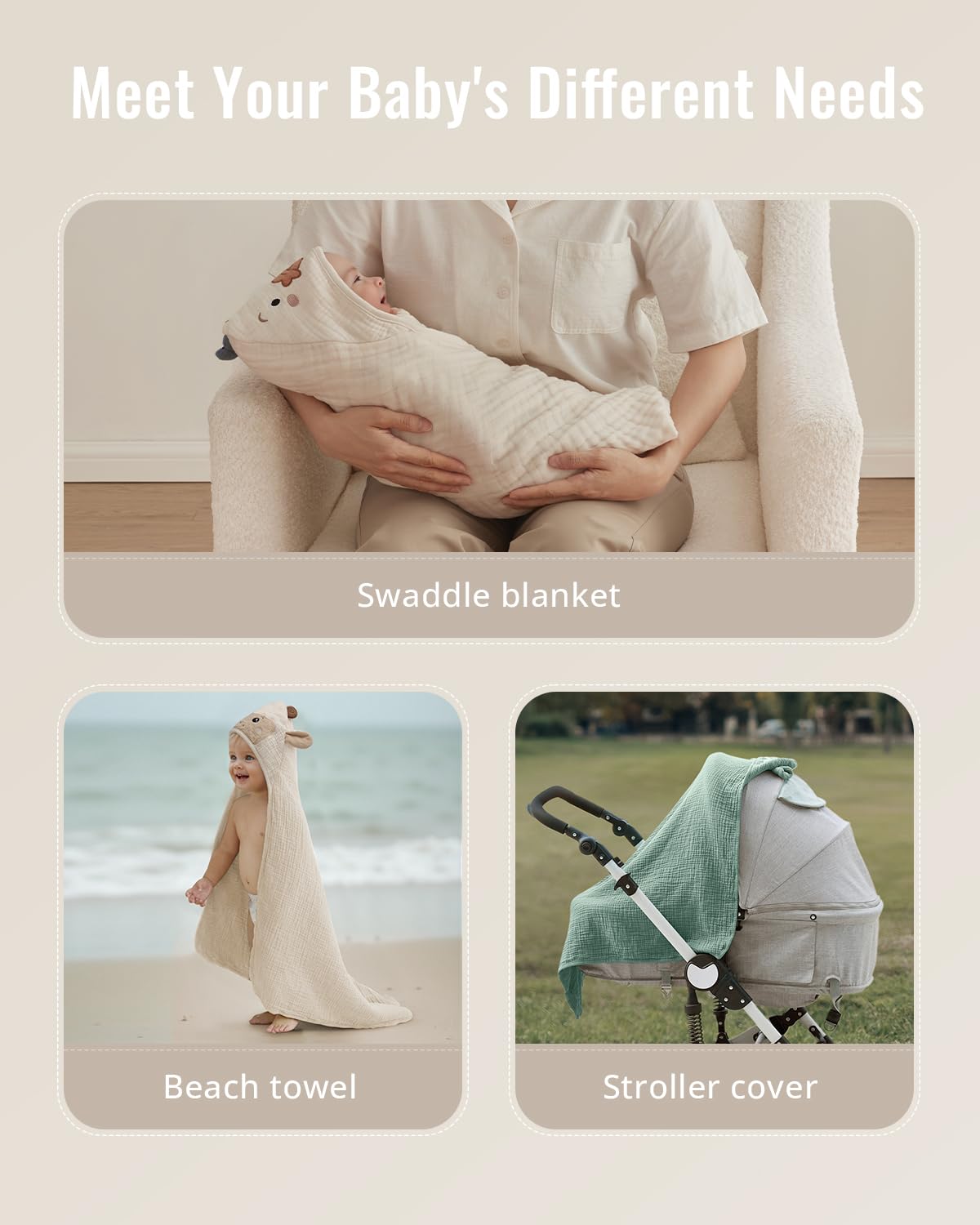 Blissful Diary Muslin Baby Hooded Towel 1 Pack, Soft & Absorbent Bath Towel for Infant, Toddler, Unisex, Baby Gift, Newborn Essentials, Dapper Duck