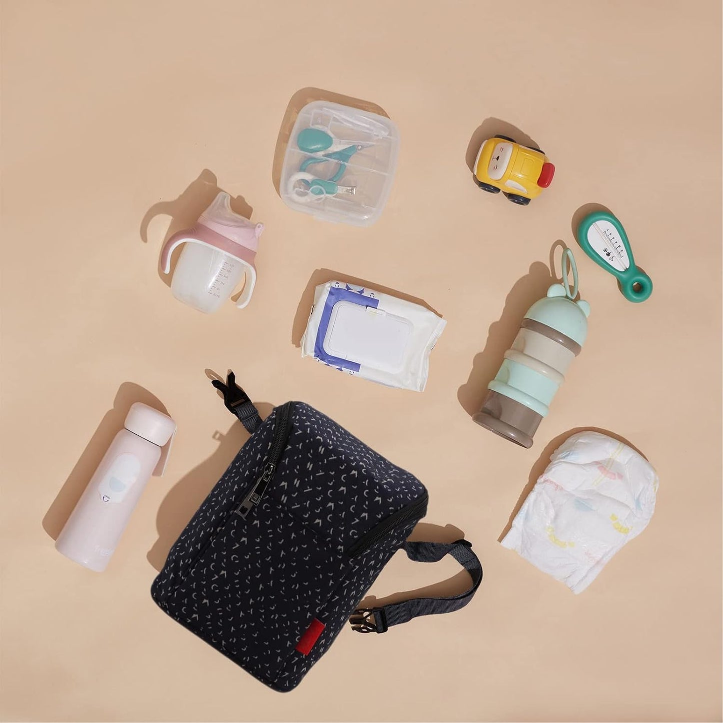 Insulated Baby Bottle Bag, Baby Bottle Holder Extra Storage, and, Easy to Carry, Travel Accessory, Keeps Bottles Warm or Cooler (Dark Blue)