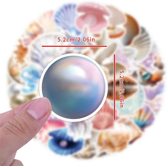 60PCS Sea Shell Stickers Aesthetic PET Transparent Conch Sticker Clamshell