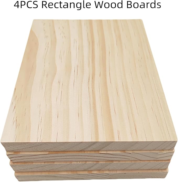 4PCS Rectangle Wood Boards Unfinished Wood Blocks