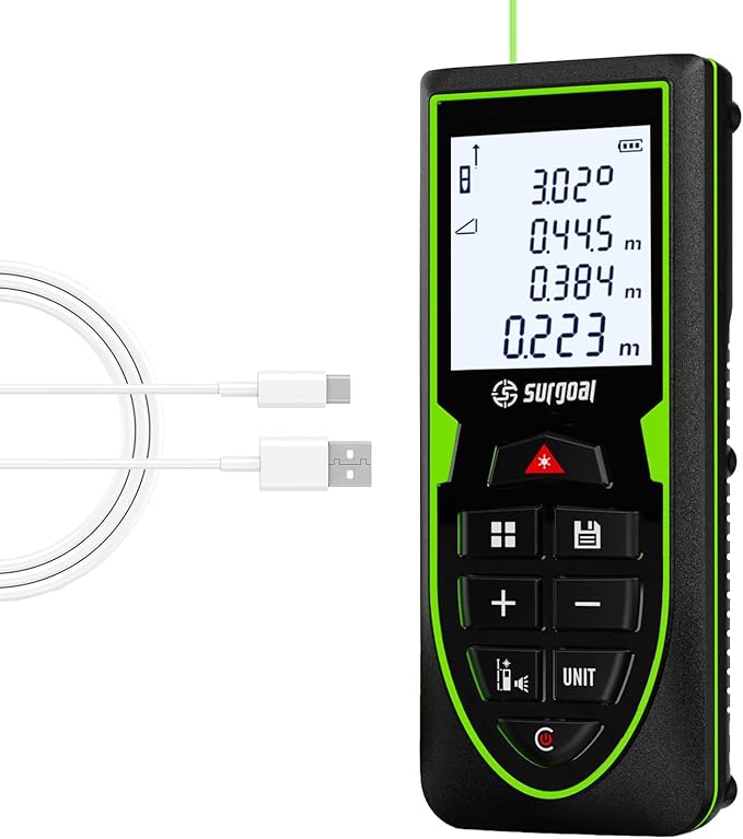 Mini Green Laser Distance Meter 262Ft – Rechargeable Digital Measuring Tool