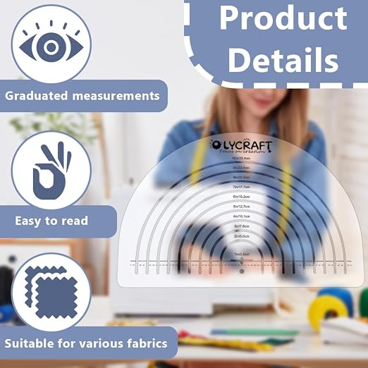 OLYCRAFT Circle Acrylic Ruler for Cutting Fabric Clear Acrylic Templates