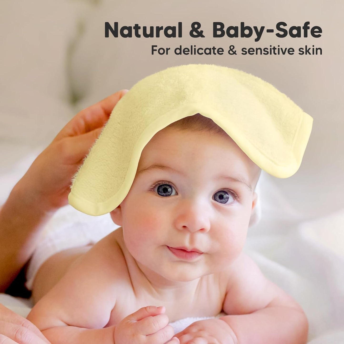 6-Pack Baby Washcloths - Soft Absorbent Viscose from Bamboo Wash Cloths for Babies, Kids, Toddlers, Infant, Newborn Bath Towels, Gentle on Sensitive Skin, 10x10 Reusable Face Towels (Sunshine)