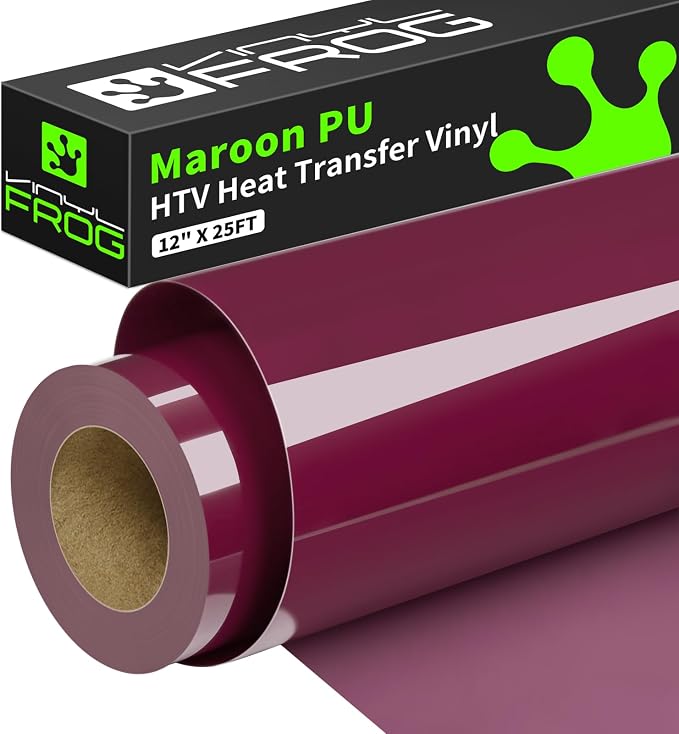 VINYL FROG Maroon Heat Transfer Vinyl Roll 12" x25ft Burgundy Iron on Vinyl |