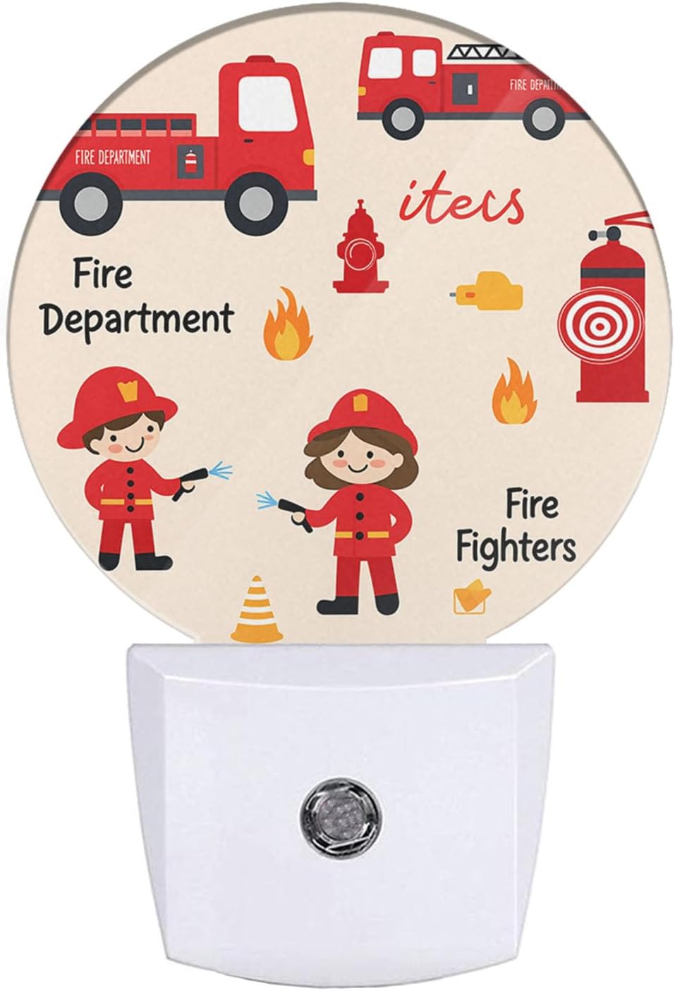 Fireman Night Light Firefighter Fire Alarm Fire Truck Safety Night Lights Plug into Wall 0.5W LED Lighting Auto on/Off for Hallway Stairway Kitchen Bedroom