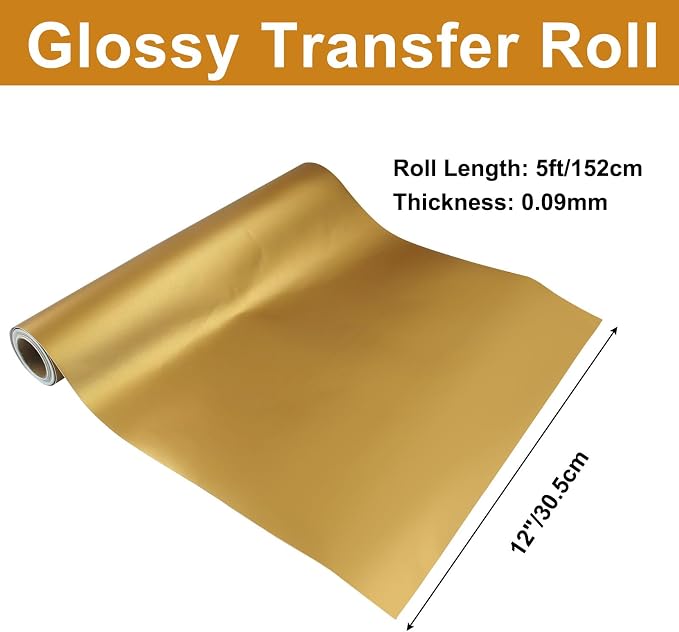 Luomorgo Gold Permanent Vinyl Roll 12" x 5FT | Glossy, Waterproof Adhesive Vinyl