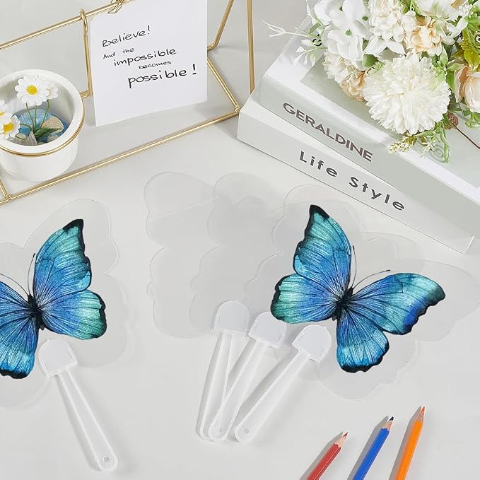 10Pcs Blank Hand Fans Mini Transparent Blank Fans Bulk Decorative Plastic