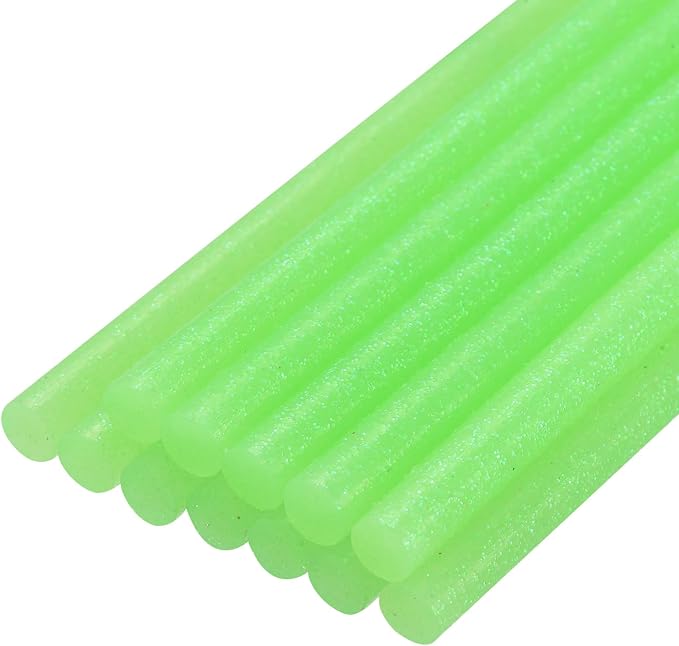 uxcell Mini Hot Glue Sticks for Glue Gun 7mm x 200mm Glitter Light Green 12pcs